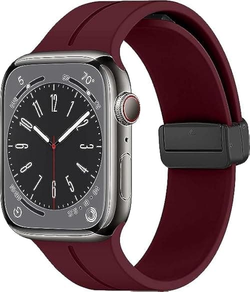 Next Store Magnetic Folding Buckle Compatible with Apple Watch Series 1 2 3 4 5 6 7 8 9 10 11 Ultra/Ultra 2/SE, Fits 42mm 44mm 45mm 46mm 49mm, Soft Silicone Material with Adjustable Sport على Amazon.ae - متتبع الأسعار