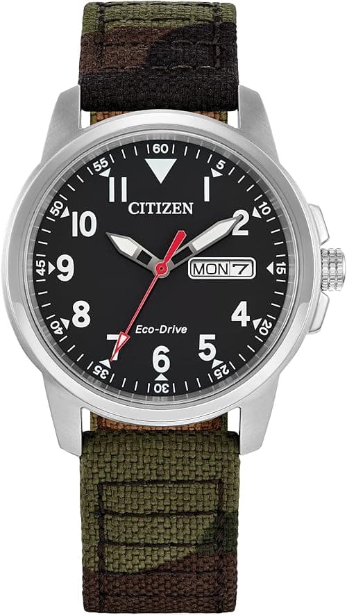 Citizen Men's Sport Casual Garrison 3-Hand Day/Date Eco-Drive Nylon Strap Watch, Arabic Markers, 100 Meters Water Resistant, Luminous Hands and Markers on Amazon.ae - Price Tracker