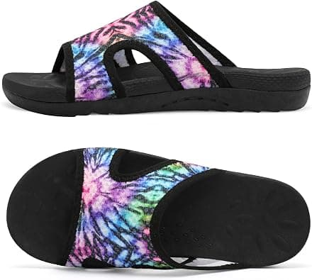 L-RUN Womens Slide Sandals Breathable Slip on Plantar Fasciitis Slippers Arch Support Sandals Ladies Yoga Mat Thick Cushion Slipper Slides for Indoor Outdoor on Amazon.ae - Price Tracker