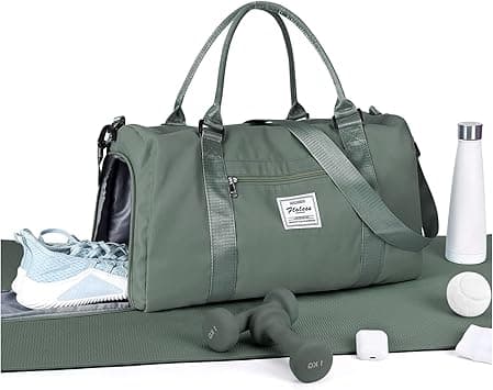 WISEPACK Gym Bag Womens Mens with Shoes Compartment and Wet Pocket,Travel Duffel Bag for Plane,Sport Gym Tote Bags Swimming Yoga,Waterproof Weekend Overnight Carry on Bag Hospital Holdalls on Amazon.ae - Price Tracker