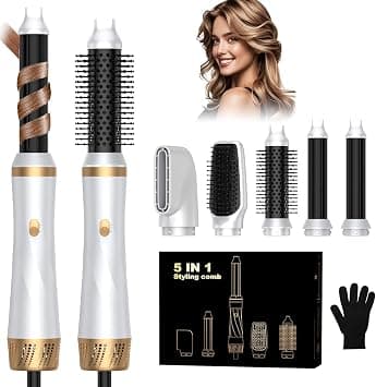 5 in 1 Hair Dryer Brush Set, Blow Dryer Brush with Air Style Wrap Hair Styler, Negative Ionic Magic Style Set, Detachable Air Curler for Volumizer,Straightener,Drying على Amazon.ae - متتبع الأسعار