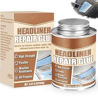 Headliner Repair Glue 100ml, Flexible Car Roof Liner Adhesive, Clear Upholstery Glue for Cars, with Brush – Suitable for Automotive Interiors, Fabric & Leather on Amazon.ae - Price Tracker