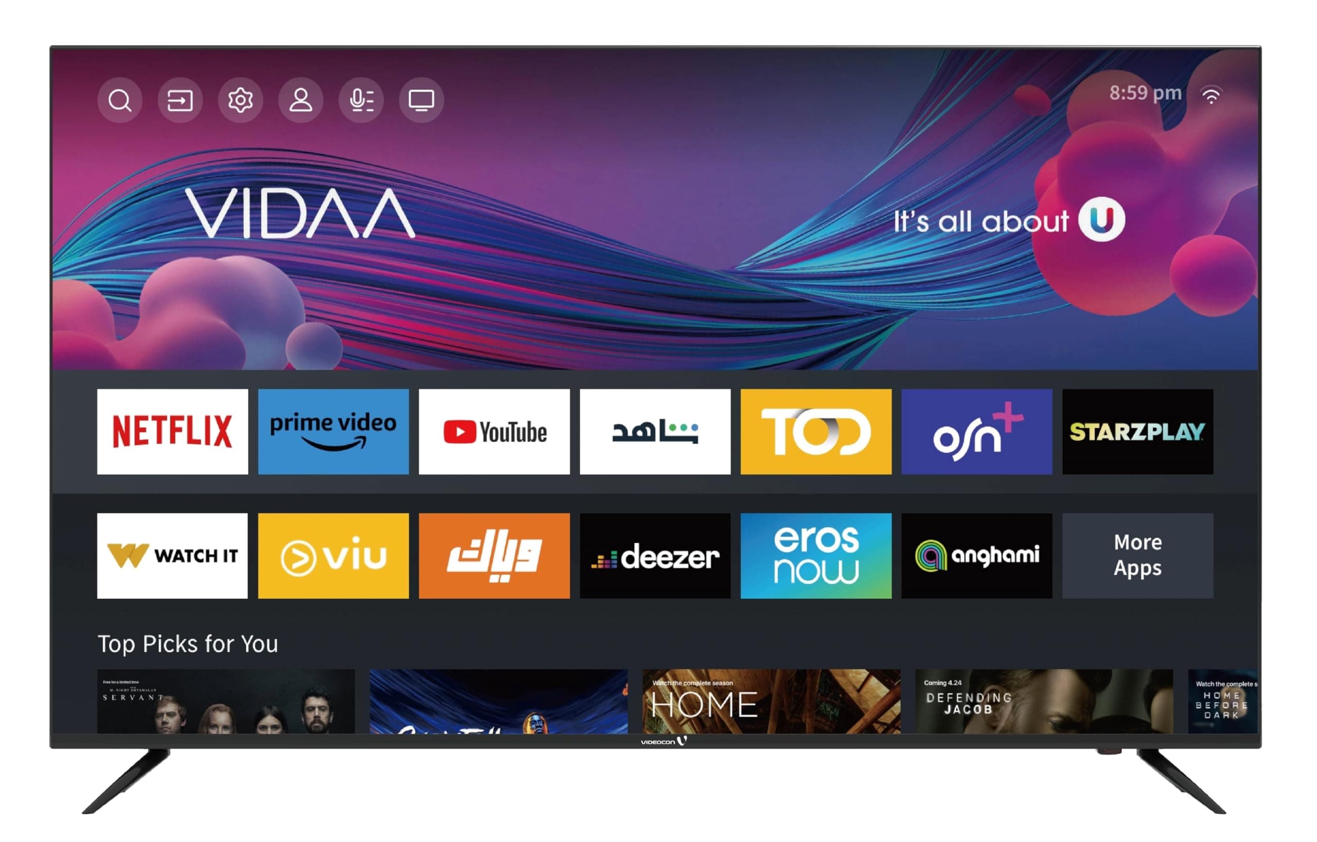 Videocon 55 Inch Edgeless 4K UHD Smart TV with Bluetooth, Voice Mouse, Dolby Audio, Free Wall Mount 2024 Model- E55ELVD1100 on Amazon.ae - Price Tracker