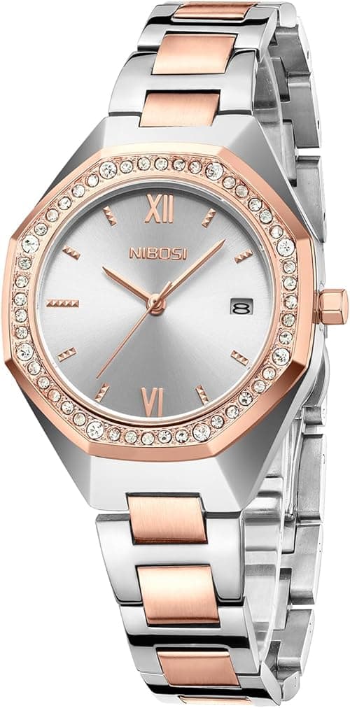 NIBOSI Women's Watch Analog Rose Gold Dial Quartz Watches for Women Fashion Minimalism Waterproof Stainless Steel Casual Wrist Watch for Ladies Birthday Gift on Amazon.ae - Price Tracker