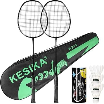 Eacam Iron Alloy Badminton Rackets Including 2 Rackets, 3 Nylon Badminton Shuttlecocks, Lightweight Badminton Racquets for Beginners - Best Deal Finder