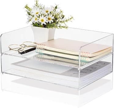Yulejo Acrylic Desk Organizers and Accessories Tier Paper File Organizer Tray Stackable Document Clear Desk Accessories for Office Workspace Organization (315 x 222 x 137 mm/ 12.4 x 8.74 x 5.39 Inch) على Amazon.ae - متتبع الأسعار