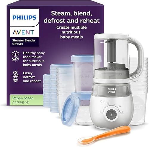 Philips Avent Steamer and Blender Robot Gift Set - 4-in-1 Baby Food Mixer, Steaming, Mixing, Defrosting and Warming, with Storage Jars, SCF883/20 on Amazon.ae - Price Tracker