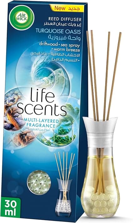 Air Wick Life Scents Reed Diffuser, Turquoise Oasis Scent (Driftwood, Sea Spray &amp; Warm Breeze), 30ml on Amazon.ae - Price Tracker
