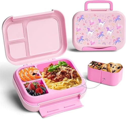 SKY-TOUCH Kids Bento Lunch Box,5-Compartment Leakproof Container with handle Movable Snack Box BPA-Free, Dishwasher & Microwave Safe Utensils Included for Kids/Adults | School, Office & Travel | Pink على Amazon.ae - متتبع الأسعار