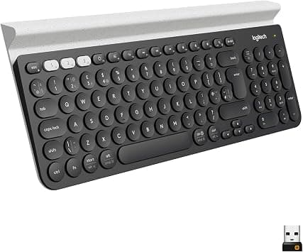 Logitech K780 Multi Device Wireless Keyboard For Windows, Apple, Android Or Chrome, Wireless 2.4Ghz And Bluetooth, Quiet, Pc/Mac/Laptop/Smartphone/Tablet Dark Grey/White, Black | American QWERTY Layout - Grey على Amazon.ae - متتبع الأسعار