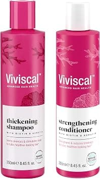 Viviscal Professional Thin‑to‑Thick Hair Thickening Shampoo & Strengthening Conditioner with Biotin, Keratin & Marine Collagen, No Artificial Colors, 250 ml Each – Pack of 2 على Amazon.ae - متتبع الأسعار