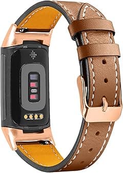 Leather Bands Compatible with Fitbit Charge 6/Charge 5, Replacement Genuine Leather Straps for Women Men - Amazon.ae Price Tracker