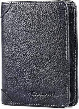 Mens Trifold Leather RFID Blocking Wallet with 2 ID Windows 2 Cash Compartments 6-8 card slots 2-3 inside slots Large Capacity Wallet, Bluish grey, Tri-fold Wallet on Amazon.ae - Price Tracker