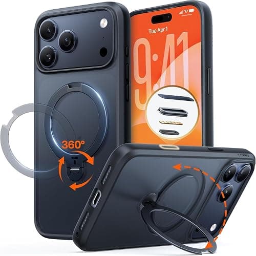 TORRAS Q3 360 Spin for iPhone 17 Pro Max Case Magnetic Stand, Compatible with Magsafe, Military Grade Protection, Camera Control, Built-in Kickstand 17 Pro Max Phone Case 6.9'', Black على Amazon.ae - متتبع الأسعار