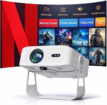 Premium A10 Smart Mini Projector【Officially-Licensed APP & Native 1080P】 700 Ansi Lumens, 200" Big Screen,Electric Focus,4K UHD, WIFI 6, Outdoor Portable Movie Projector for Home,iOS,Android,Laptop on Amazon.ae - Price Tracker