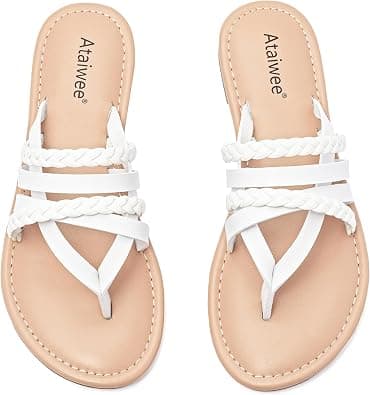 Ataiwee Women's Flat Slide Sandals - Casual Braided Criss Cross Thong Summer Shoes. على Amazon.ae - متتبع الأسعار