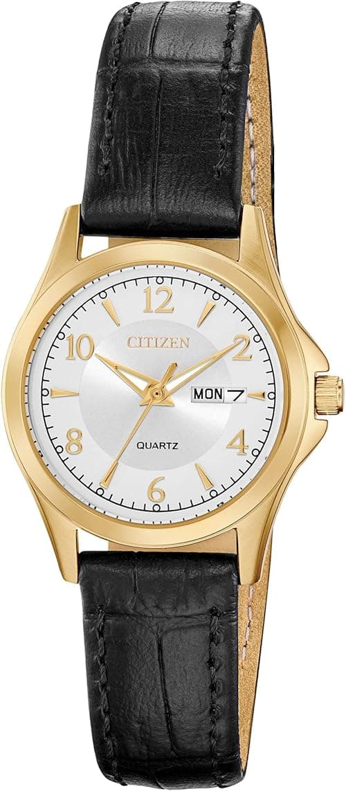 Citizen Women's Stainless Steel Japanese-Quartz Leather Calfskin Strap, Brown, 13 Casual Watch (Model: EQ0593-26A) on Amazon.ae - Price Tracker