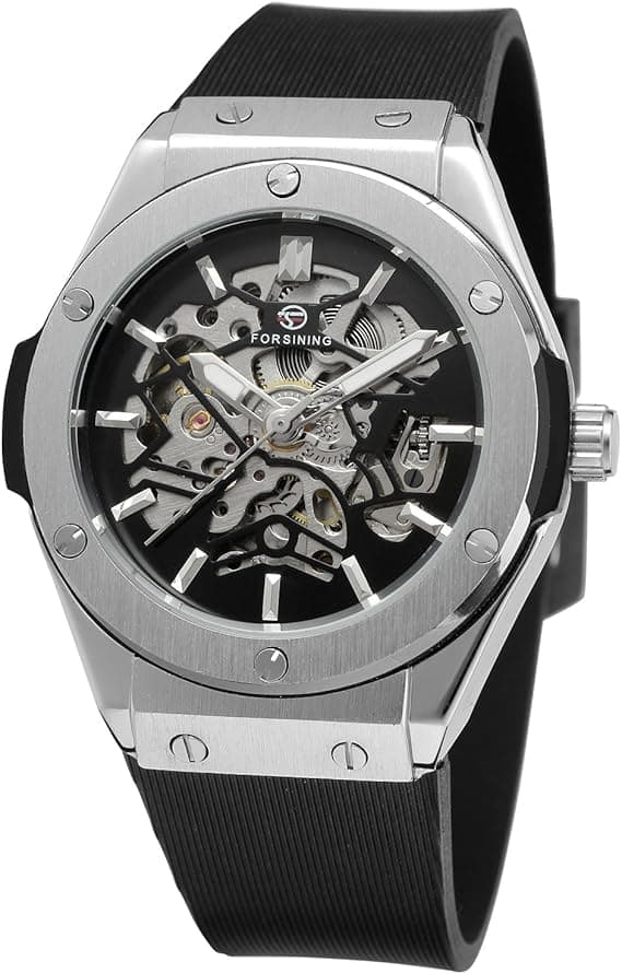 Forsining Men’s Automatic Skeleton Watch – Steampunk Hollow Dial, Self-Winding Mechanical Movement, Silicon Comfort Band, Luxury Gift for Men on Amazon.ae - Price Tracker