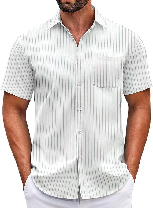 COOFANDY Mens Short Sleeve Casual Button Down Shirts Summer Untucked Dress Shirts with Pocket on Amazon.ae - Price Tracker