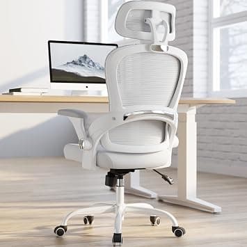 TRALT Office Chair - Ergonomic Office Chair with Back Support, Computer Chair - Home Office Desk Chairs, 330lbs Wide Seat Big and Tall Office Chairs with Headrest, Comfy Desk Chairs (White) على Amazon.ae - متتبع الأسعار