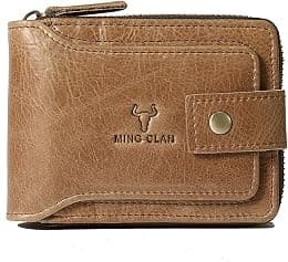 MING CLAN Zipper Wallet Men RFID Blocking Leather Bifold Wallets For Men - Flap ID Window Zip Coin Pocket Mens Zipper Wallets - Big Capacity - Best Deal Finder
