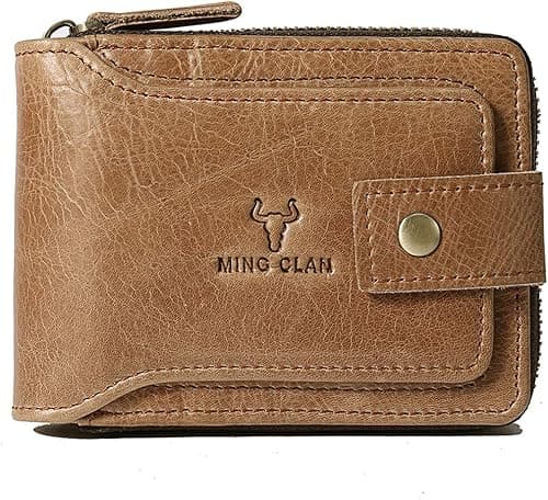 MING CLAN Zipper Wallet Men RFID Blocking Leather Bifold Wallets For Men - Flap ID Window Zip Coin Pocket Mens Zipper Wallets - Big Capacity on Amazon.ae - Price Tracker