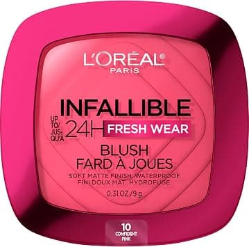 L'Oreal Paris Infallible Up to 24H Fresh Wear Soft Matte Blush, Blendable, Long-Lasting and Waterproof Cheek Make Up, Confident Pink 10, 0.31 Oz - Best Deal Finder