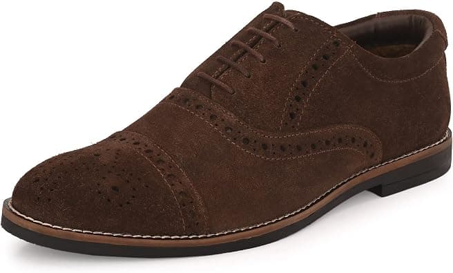 Burwood Men's Brown Suede Leather Formal Brogue Lace-Up Shoes on Amazon.ae - Price Tracker