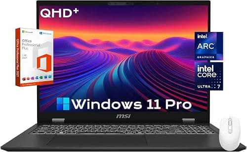 MSI Prestige 16 AI EVO Ultra Thin Professional Laptop, 16" QHD+ Display, Intel Ultra 7-155H (16-Core), 32 GB DDR5, 4 TB SSD, Webcam, WiFi 7, Backlit Keyboard, Win 11 Pro & MS Office License & Mouse on Amazon.ae - Price Tracker