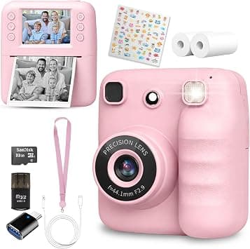 Camera for Kids | Instant Print Camera with 32G Card, Card Reader & Print Paper | 1080p HD digital kids cameras with Video Recording, Photo, Gaming – Connector & Sticker (Pink) on Amazon.ae - Price Tracker