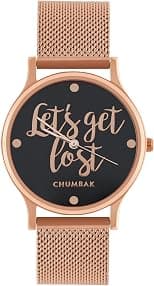 TEAL BY CHUMBAK Round Dial Analog Watch for Women|Lets Get Lost Collection| Stainless Steel Strap|Gifts for Women/Girls/Ladies |Stylish Fashion Watch for Casual/Work - Black - Best Deal Finder