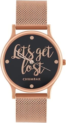 TEAL BY CHUMBAK Round Dial Analog Watch for Women|Lets Get Lost Collection| Stainless Steel Strap|Gifts for Women/Girls/Ladies |Stylish Fashion Watch for Casual/Work - Black - Best Deal Finder