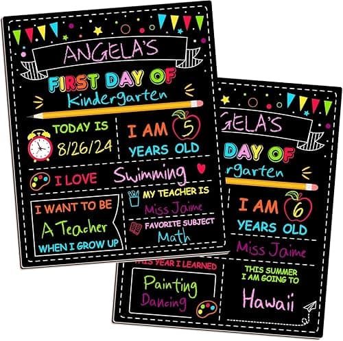 First & Last Day of School Chalkboard, 10 x 12 In Double-Sided Reusable Back to School Board Sign, Washable 1st Day of Preschool/Kindergarten Photo Props (B) على Amazon.ae - متتبع الأسعار