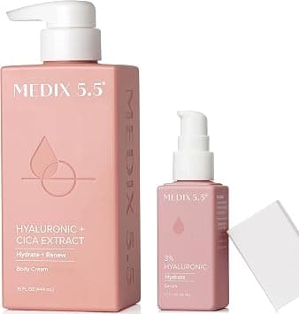 Medix 5.5 Hyaluronic Acid Body Cream Moisturizer Lotion + 3% Concentrated Hyaluronic Acid Body Serum & Body Booster | 2PC Hydrating Skin Care Set on Amazon.ae - Price Tracker
