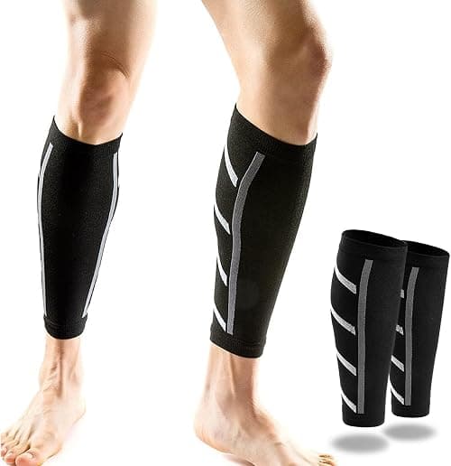 Calf Compression Sleeve Support Leg Sleeves Legs Pain Relief Shin Splint and Calf Support Brace Compression Calf Guards Ideal for Running,Injury Recovery Muscle Cramps, One Size على Amazon.ae - متتبع الأسعار