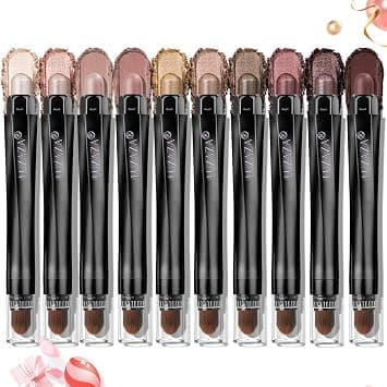 10PCS Eyeshadow Stick,Shimmer And Matte Brown Metallic Cream Eyeshadow Pencil Crayon with Smudge-proof & Waterproof,Eye Brightener Stick - Best Deal Finder