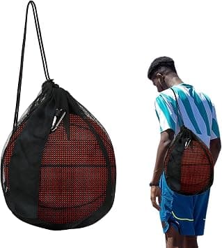 Mesh Ball Bags, Ball Storage Bag - 30.5x25.5cm, Adjustable shoulder straps With Drawstring and Tower buckle for Carrying Basketball, Soccer Football, Also as Swim Gym Bag（ Black） on Amazon.ae - Price Tracker