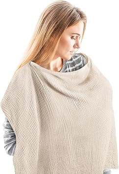 BBAUER Muslin Nursing Cover for Breastfeeding, Soft Cotton Breastfeeding Cover with Rigid Hoop for Baby, Multi-use Adjustable Nursing Apron Cover | Carseat Cover (Khaki) on Amazon.ae - Price Tracker