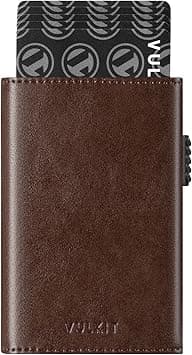 VULKIT Men's Card Holder Wallet Pop Up Wallet Magnetic Closure RFID Blocking Tri-fold Leather Wallet on Amazon.ae - Price Tracker