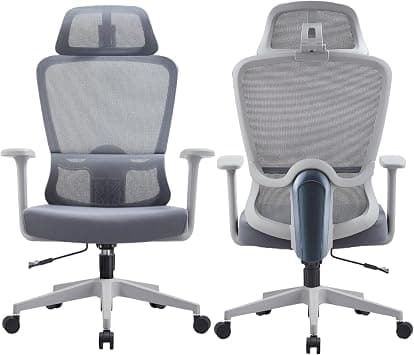 Ergonomic Office Chair, Premium Adjustable Headrest & Lumbar Support for Long Hours Comfort, Breathable Mesh High Back Computer Chair for Home Office [Grey] على Amazon.ae - متتبع الأسعار