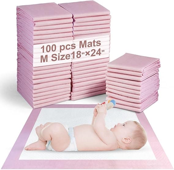 SKY-TOUCH 100 Pieces Baby Disposable Changing Mats,Waterproof Baby Changing Pads, 45x60 cm, Highly Absorbent Leakproof Changing Pad Baby, Ultra soft Diaper Changing Mat Underpads for Baby Pink on Amazon.ae - Price Tracker