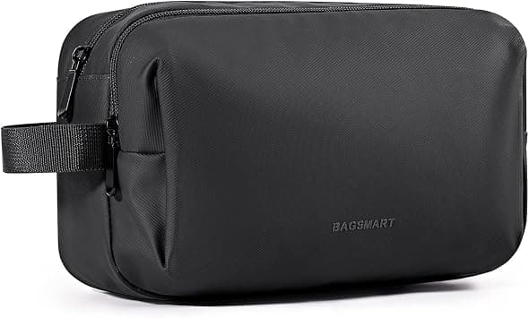 BAGSMART Toiletry Bag for Men, Travel Toiletry Organizer Dopp Kit Water-resistant Shaving Bag for Toiletries Accessories, Door Room Essentials, Black-basic, Medium, Minimalist on Amazon - Best Deal Finder