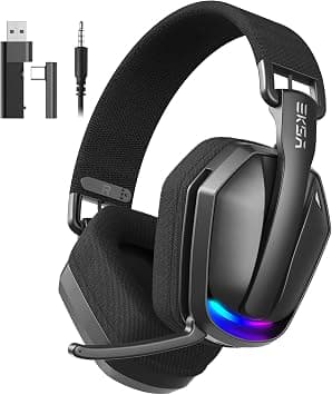 EKSA 2.4GHz Wireless Gaming Headset for PS5/PS4, PC, Switch, Mac, Bluetooth 5.4 Gaming Headphones with Noise Cancelling Microphone, 169g Ultralight, RGB, Type-C, 35H Battery, Wired Computer Headphones - متتبع أسعار Amazon.sa