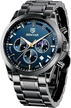 BENYAR Men's Quartz Watch: Stylish Designer Model with Striking Design, Featuring Date Display Chronograph Function Elegant Gift for Men - متتبع أسعار Amazon.sa