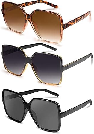 Dollger Oversized Square Sunglasses for Women Big Large Wide Fashion Shades for Men UV Protection Unisex on Amazon.ae - Price Tracker