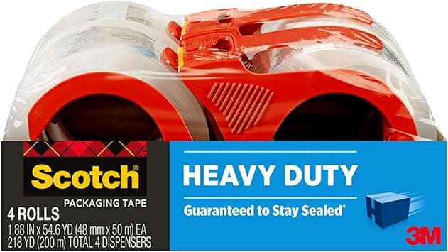 Scotch Heavy Duty Packaging Tape, 1.88" x 54.6 yd, Designed for Packing, Shipping and Mailing, Strong Seal on All Box Types, 3" Core, Clear, 4 Rolls (3850-4RD) - Amazon.ae Price Tracker