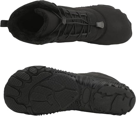 Mmoneyake Winter Snow Shoes for Women Men Warm Fur Lined Waterproof Snow Sneakers Wide Toe Box Zero Drop Ankle Booties Non-Slip Barefoot Outdoor Shoes Fashion Short Boots, D-black, 9-9.5 على Amazon.ae - متتبع الأسعار