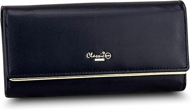 Classic Milano Premium Faux Leather Long Wallet for Women with Snap Closure | Ladies Wallet Card Holder Purse | Slim Women's Wallet for Daily Use, Travel, and Gifting (Black [JFL-8-(931-2)]) on Amazon.ae - Price Tracker