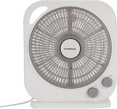 Olsenmark 10" Box Fan- OMF1867, High Performance with 3-Speed Controls and 6 PP Leaf Blades/Efficient Cooling and Wind, 60 Minute Timer, 50W Motor على Amazon.ae - متتبع الأسعار