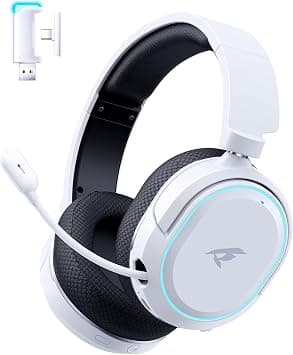 Wireless Gaming Headset, 7.1 Surround Sound, 2.4GHz USB Gaming Headphones with Bluetooth 5.4, 100H Battery, ENC Noise Canceling Mic, RGB Light, Wireless Headset for PC PS5 PS4 Mac Switch (Black-White) on Amazon - Best Deal Finder